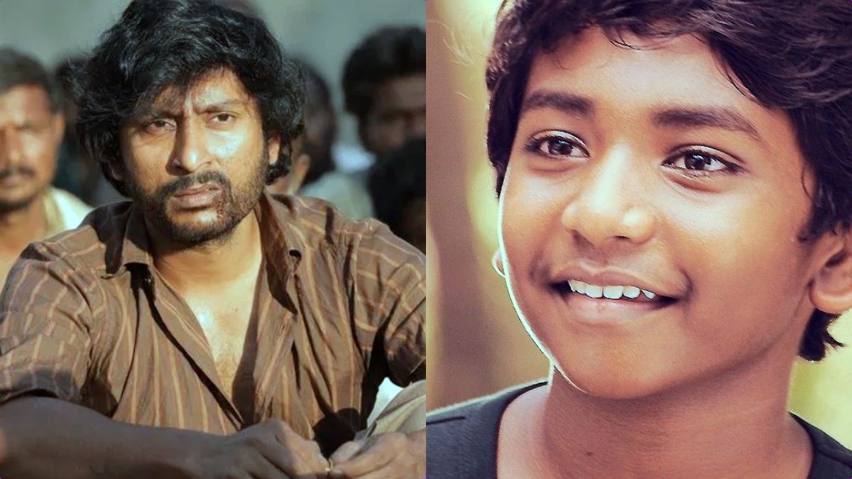 RJ Balaji and Ken Karunaas during the filming of the movie Sorga Vaasal on the shooting spot.