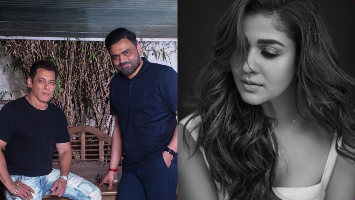 Salman Khan and Nayanthara posing at the SVC63 movie launch event in Mumbai today.