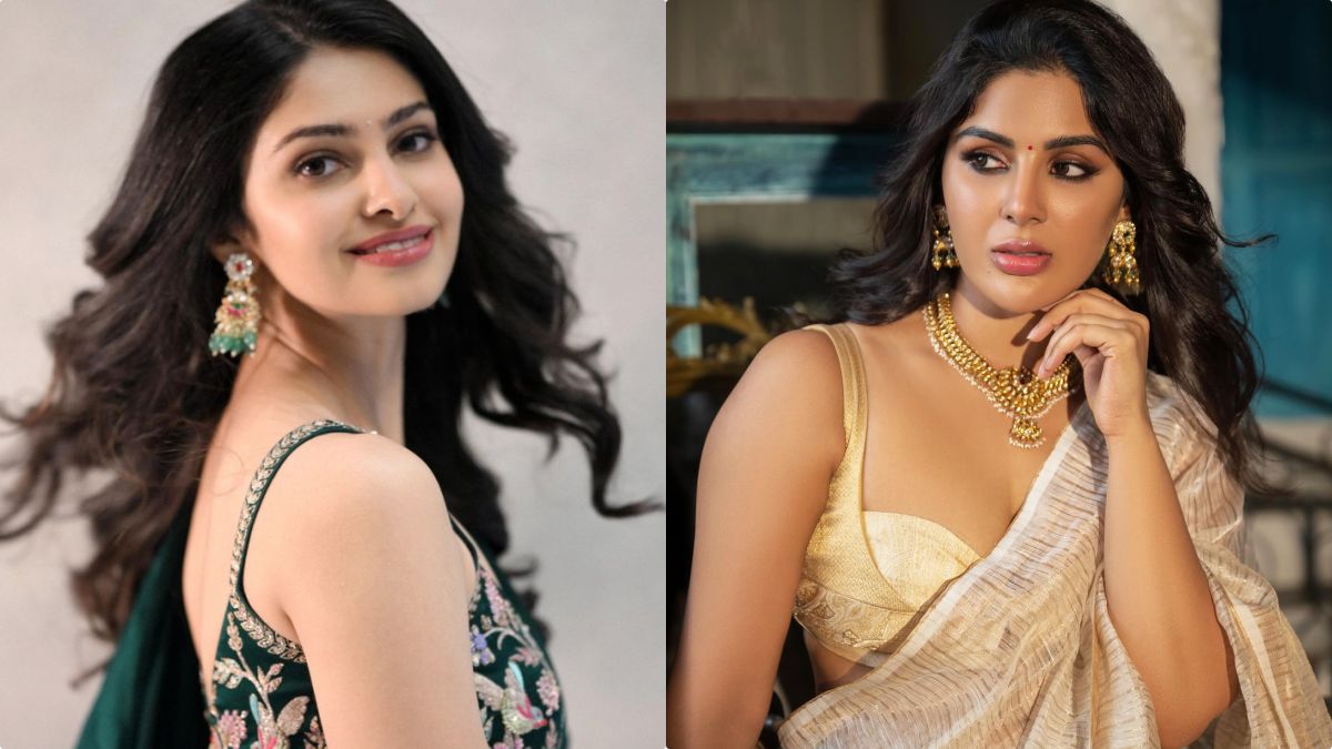 Fan-made poster featuring Samyuktha Menon and Manasa Varanasi during Peddi movie casting process.