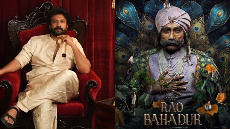 Actor Satyadev showcasing his vintage royal look for the Rao Bahadur movie promotions.