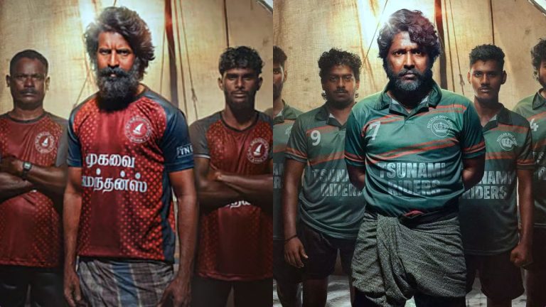 Actor Soori in a fierce look from the movie Mandaadi first look poster.