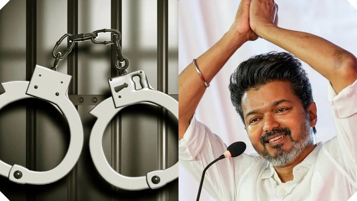 Tamil Nadu Cyber Crime officials addressing the press about the arrest of six accused in Jananayagan movie piracy case.