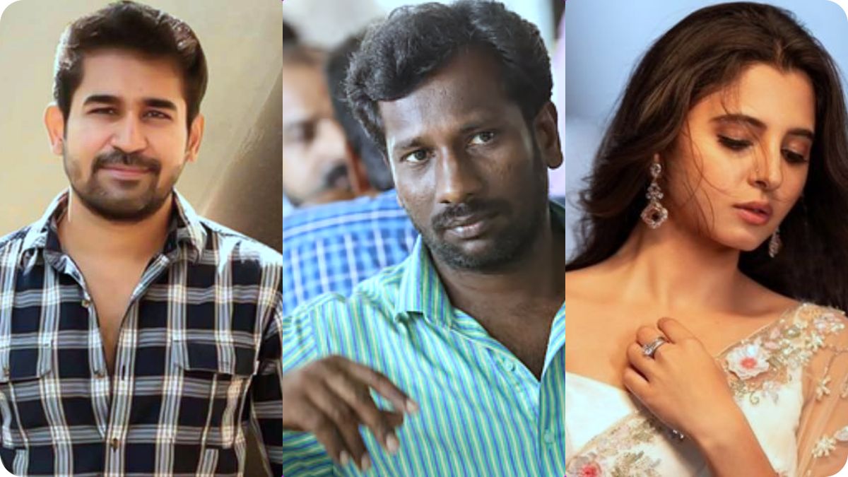 Lead actor Vijay Antony, Director Mu. Maran, and actress Preethi Asrani for the movie Appa Kutty.