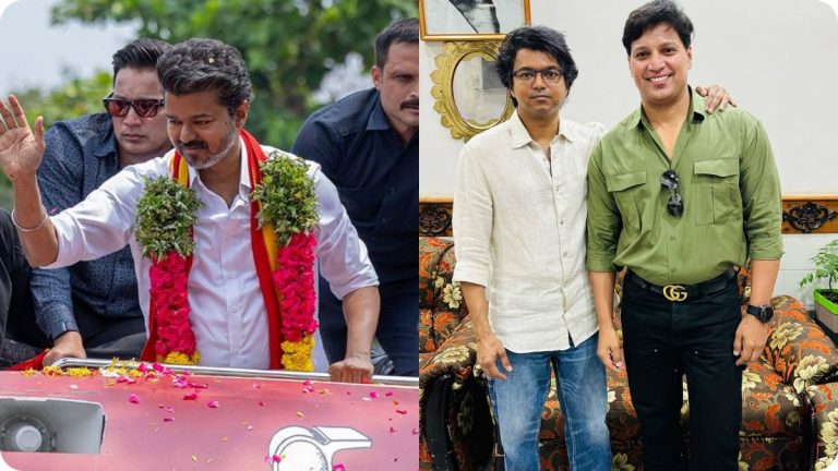 Bodyguard Nayeem Moosa holding Actor Vijay's hand in a viral social media post about TVK movement.