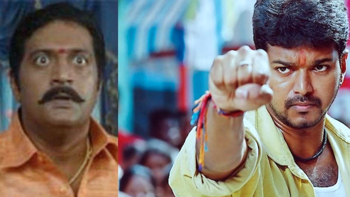 Intense face-off scene between Vijay and Prakash Raj from the blockbuster film Sivakasi.