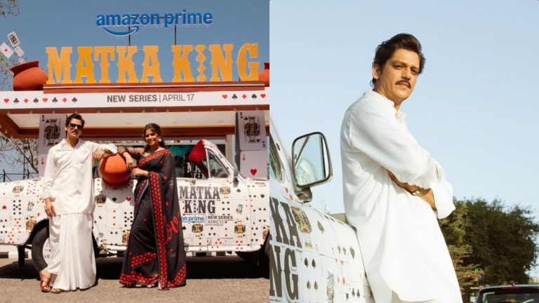 Actor Vijay Varma in a retro 1960s look from the official poster of Matka King series on Prime Video.