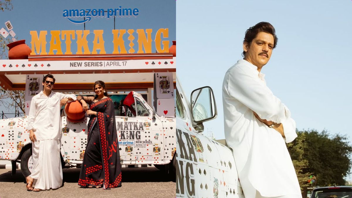 Actor Vijay Varma in a retro 1960s look from the official poster of Matka King series on Prime Video.