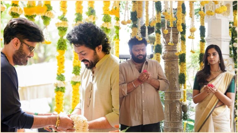 Actor Karthi and director Kalyan Shankar during the official pooja ceremony of Karthi 30 movie produced by Sithara Entertainments.