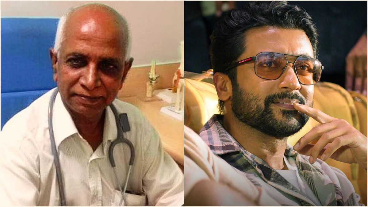 Suriya & TJ Gnanavel Reunite! — "ஜெய்பீம் கூட்டணி திரும்ப வருது!" — ஏழை மக்களின் ரட்சகன் '5 ரூபாய் டாக்டர்' கதையில் சூர்யா; ஞானவேல் செதுக்கும் மெகா பீரியட் ஃபிலிம்! 1 Concept movie poster featuring actor Suriya and the late medical philanthropist Doctor Thiruvengadam Veeraraghavan, widely known as the 5 Rupees Doctor.