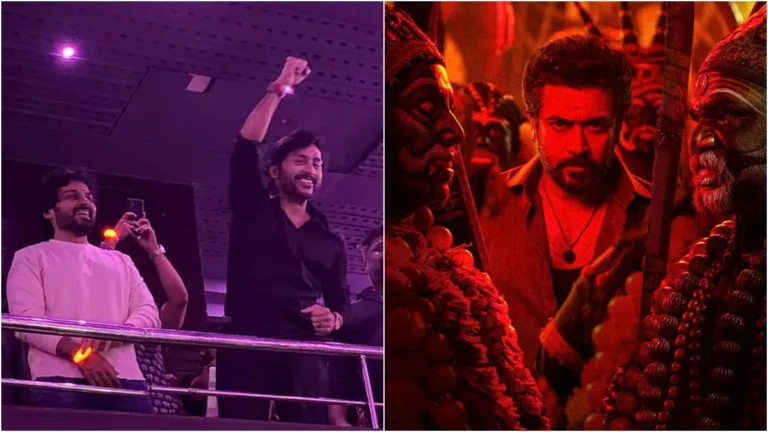 Official text statement graphic layout from actor Suriya requesting fans to give first aid to audience members getting spiritual trance states in cinema halls.