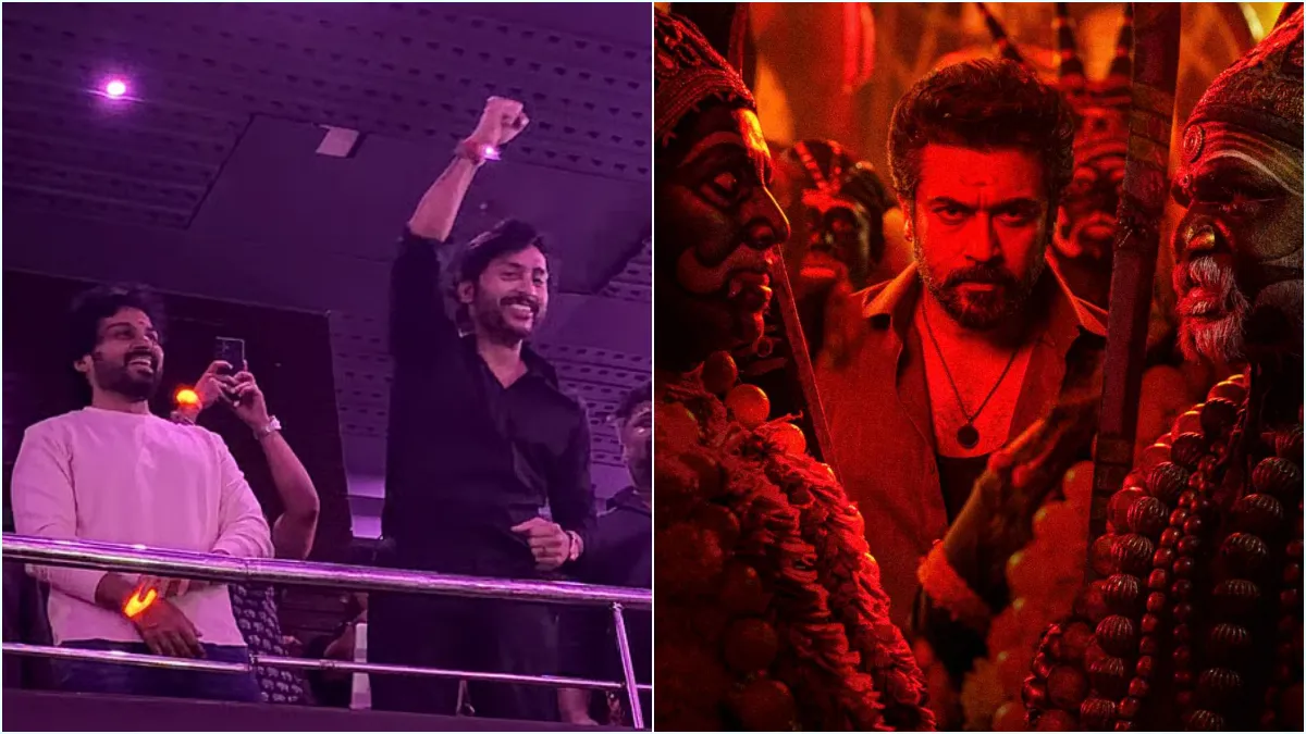 Official text statement graphic layout from actor Suriya requesting fans to give first aid to audience members getting spiritual trance states in cinema halls.