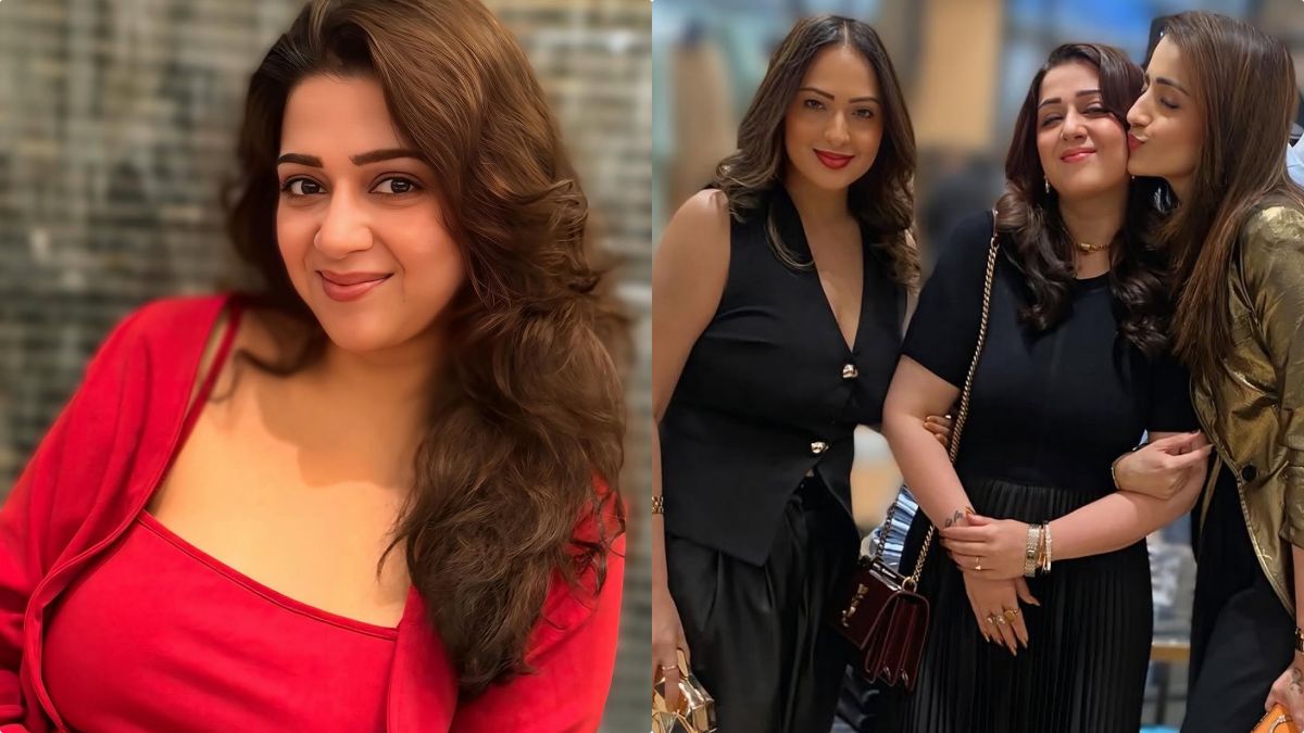 A nostalgic and joyful picture of actresses Trisha Krishnan and Charmme Kaur together, celebrating their friendship.