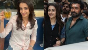 Trisha's Emotional Post On Karuppu! — "வெற்றிக்கான மற்றொரு மைல்கல்!" — 'கருப்பு' படத்தின் பிஹைண்ட் தி சீன்ஸ் ஸ்டில்களை வெளியிட்டு உருகிய த்ரிஷா; ட்ரெண்டாகும் இன்ஸ்டா போஸ்ட்! South Indian actress Trisha Krishnan smiling on the shooting spot location of her latest film Karuppu directed by RJ Balaji.