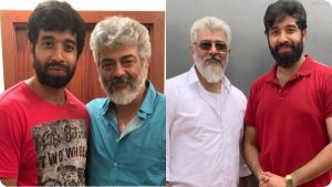Actor Ajith Kumar and director Aadhik Ravichandran sharing a moment during the script discussion and pre-production phase of their upcoming film #AK64.