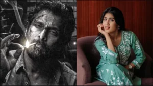 Chiyaan 63 Heroine Revealed! — "சமையல் கலைஞரா? கேங்ஸ்டரா?" — விக்ரம் ஜோடியாக களம் இறங்கும் ரியா ஷிபு! Actor Vikram and Riya Shibu official announcement poster for Chiyaan 63 movie.
