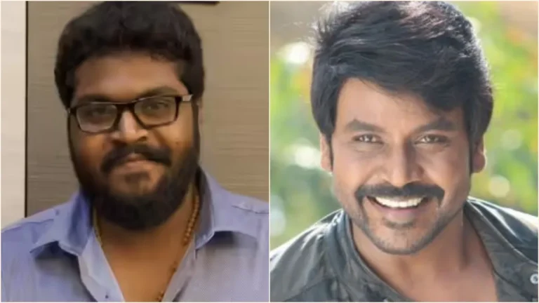 Director Ajay Gnanamuthu and actor Raghava Lawrence posing together during an industry discussion setup.