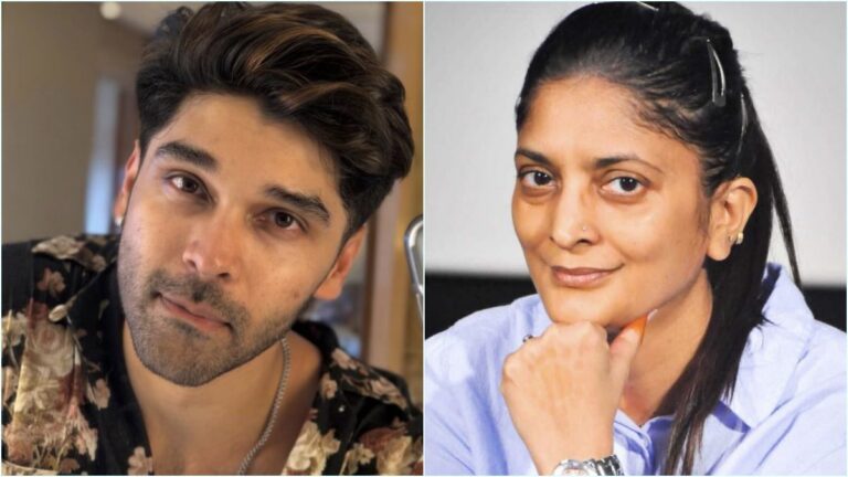 A professional digital media layout showcasing filmmaker Sudha Kongara alongside young actor Dhruv Vikram representing their upcoming reality-based collaboration.
