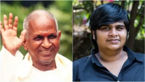 The Ultimate Dream Combo! — "கனவு 10.. ஆசீர்வாதம் 1540!" — முதன்முறையாக இசைஞானி இளையராஜாவுடன் இணையும் கார்த்திக் சுப்பராஜ்; இணையத்தைக் கலக்கும் நெகிழ்ச்சியான வீடியோ! Official announcement template of director Karthik Subbaraj collaborating with music composer Isaignani Ilaiyaraaja for his 10th movie under Sikhya Entertainment.