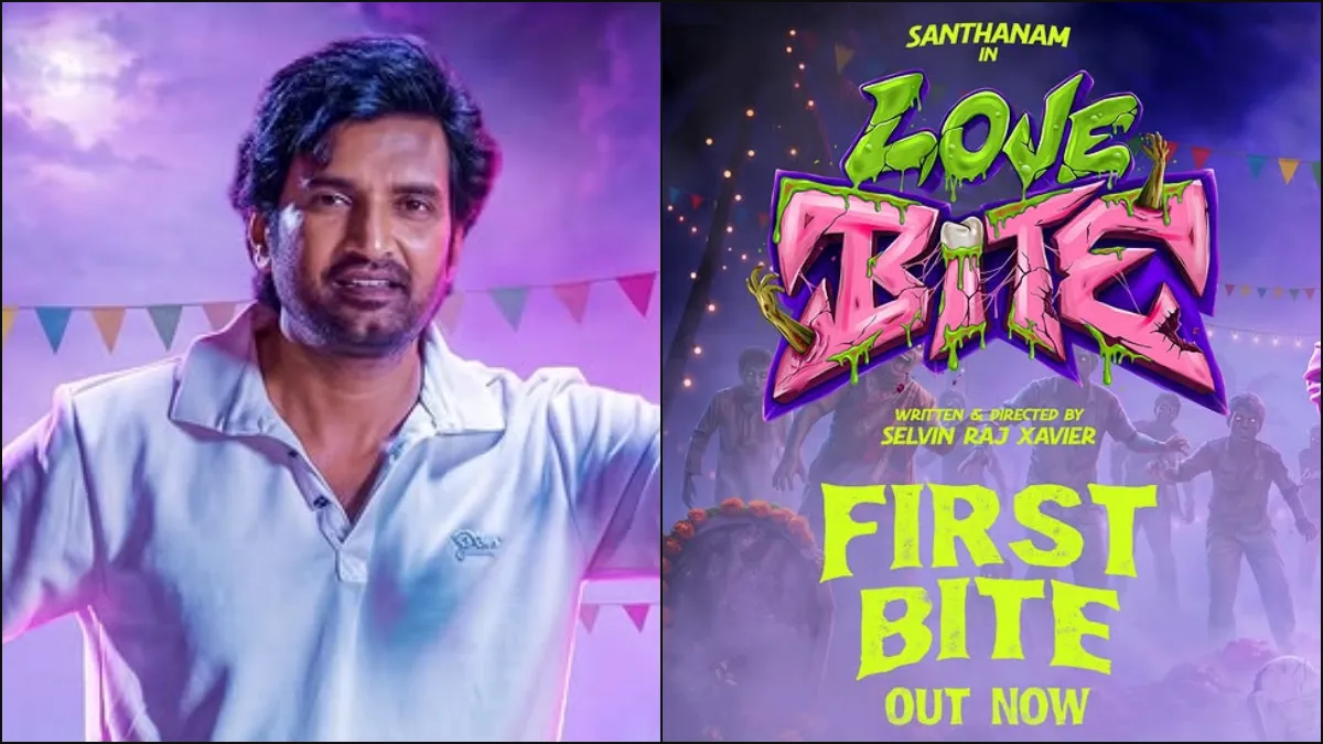 Actor Santhanam and team at the pooja ceremony of Love Bite movie produced by AGS Entertainment.