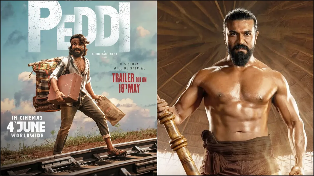 Official announcement poster of Peddhi movie featuring release date June 4 and trailer date May 18.