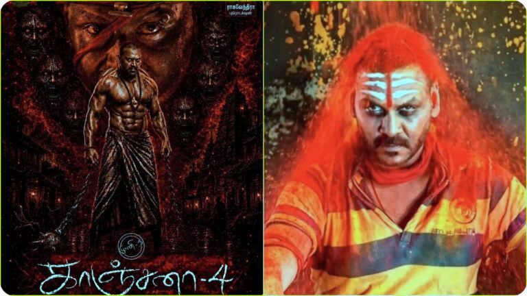 Actor-director Raghava Lawrence at the shooting spot of Kanchana 4 movie planning a reshoot.