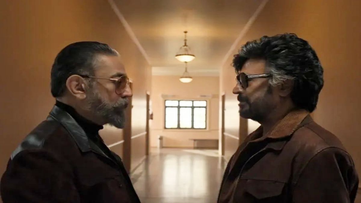 Cinematographer Rajiv Menon discussing a memorable production moment with legends Rajinikanth and Kamal Haasan.
