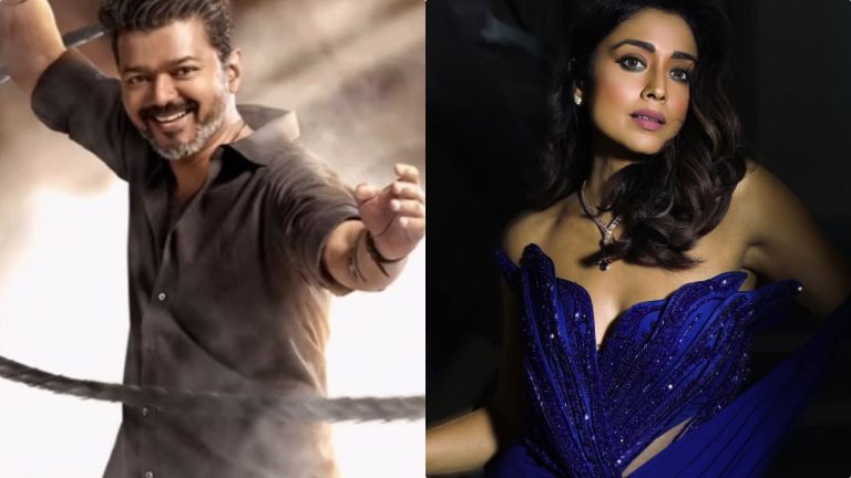 Actress Shriya Saran expressing her support for TVK Chief Vijay's political victory in Tamil Nadu 2026.