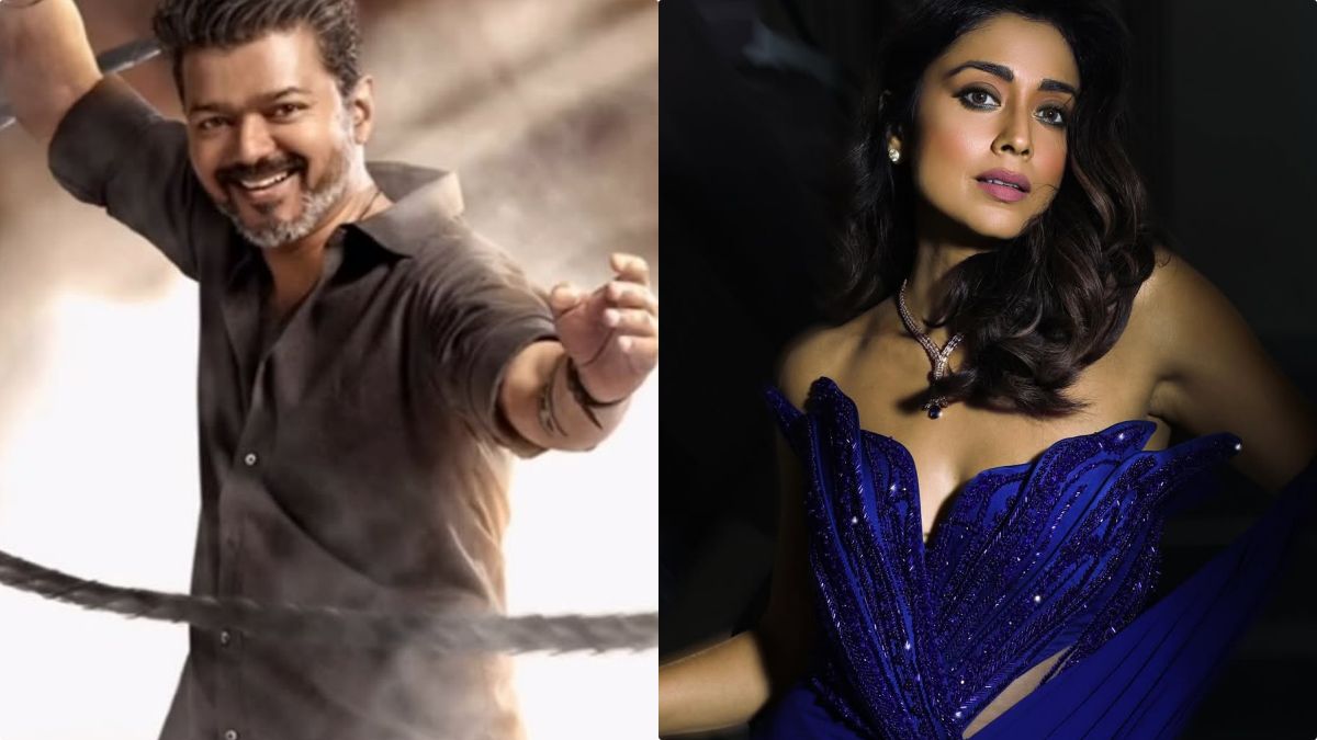 Actress Shriya Saran expressing her support for TVK Chief Vijay's political victory in Tamil Nadu 2026.
