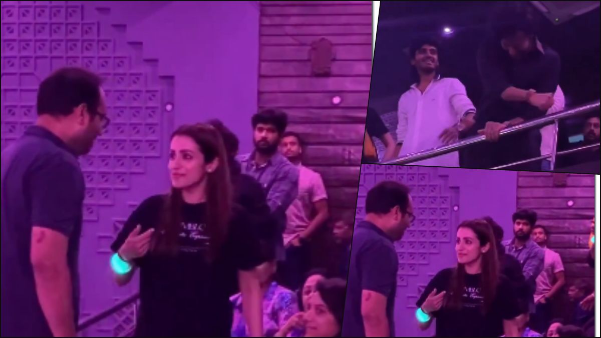 Actor Suriya in a still from Karuppu movie and crew visiting Rohini theatre to celebrate the release with fans.