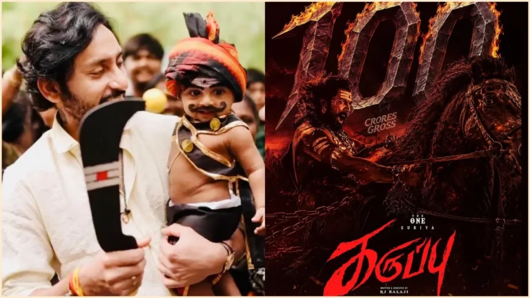 The cast and crew of Tamil movie Karuppu presenting a huge 18-foot sickle to deity Pathinettampadi Karuppan in Madurai.