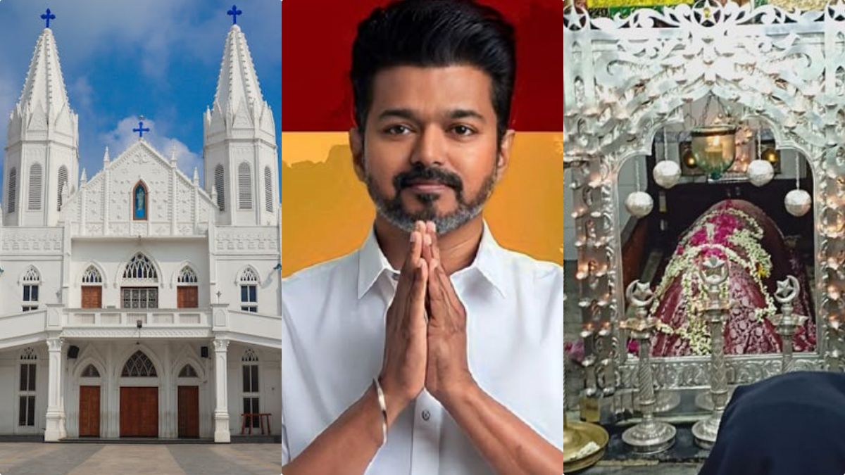 TVK President Vijay visiting Velankanni Church and Nagore Dargah for prayers.