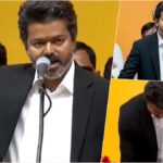 From Movie to Movement: "தணிக்கை சான்றிதழுக்காகக் காத்திருக்கிறோம்!" — ஜனநாயகன் படத்தின் ரிலீஸ் குறித்து தயாரிப்பாளர் வெங்கட் நெகிழ்ச்சி! 11 A graphic featuring two distinct clicks of C. Joseph Vijay during his official oath ceremony as the Chief Minister of Tamil Nadu on May 10, 2026.