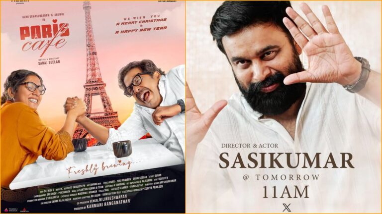 Tamil actor and director Sasikumar launching the official teaser of Guru Somasundaram starrer Paris Cafe movie tomorrow at 11 AM.