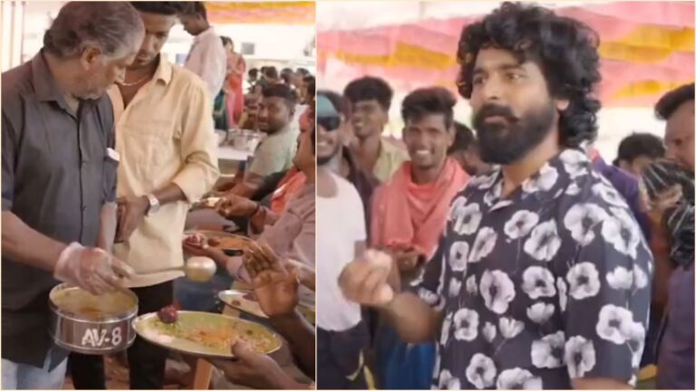 Actor Sivakarthikeyan treating the entire crew of his upcoming movie Seyon with a grand biryani feast on his son Pavan's birthday.