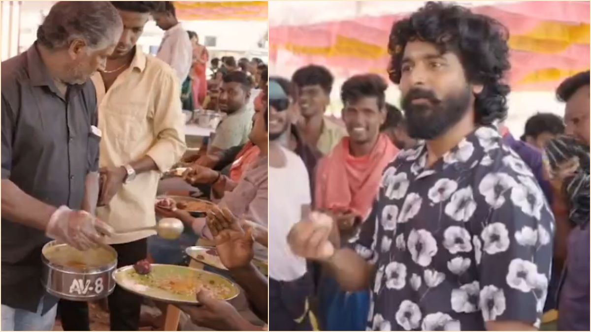 Actor Sivakarthikeyan treating the entire crew of his upcoming movie Seyon with a grand biryani feast on his son Pavan's birthday.