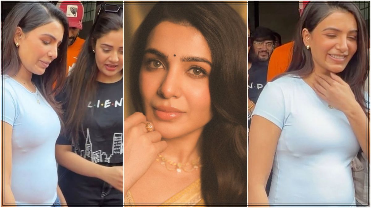 Actress Samantha Ruth Prabhu and her husband filmmaker Raj Nidimoru during an official public appearance celebrating film success.