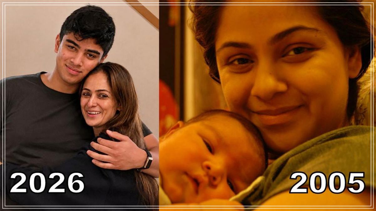 Evergreen Tamil actress Simran with her elder son Adheep and husband Deepak Bagga celebrating his birthday.