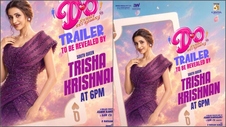 Evergreen actress Trisha Krishnan launching the official fantasy-romance trailer of Khushbu Sundar's Avni Movies production Double Occupancy.