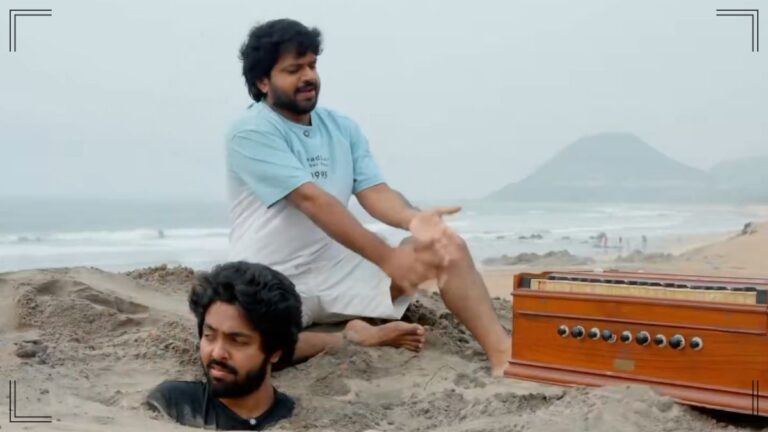 Director Anil Ravipudi and music director GV Prakash Kumar in a funny beach concept video for VenkyAnil5 movie announcement.