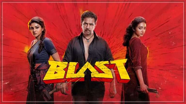 Action King Arjun Sarja intense martial arts pose from his blockbuster movie Blast releasing officially on Netflix OTT platform.