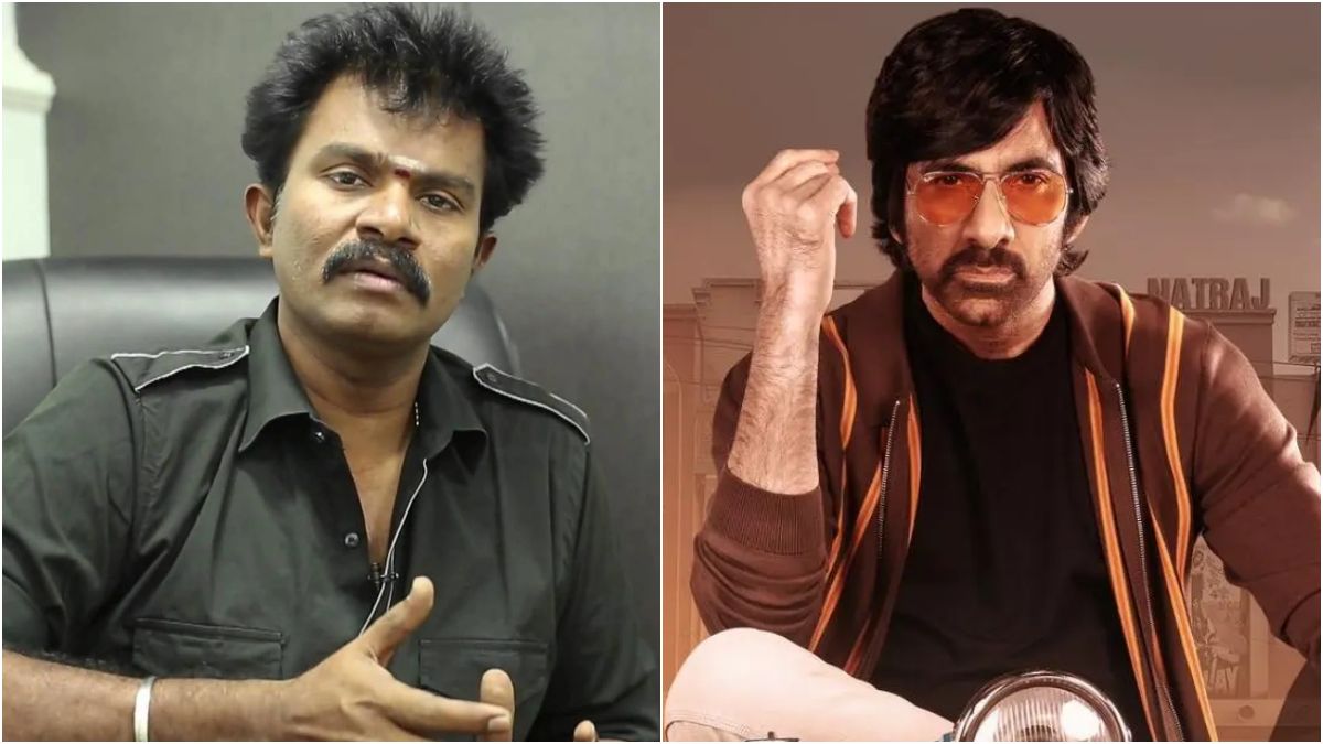 Action director Hari alongside Telugu star Mass Maharaja Ravi Teja discussing an upcoming high energy commercial action screenplay.