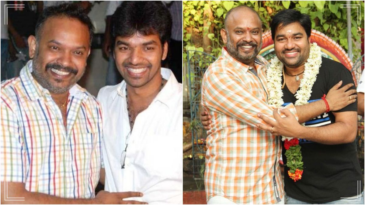 Director Venkat Prabhu along with actors Jai and Mirchi Shiva during an industry meet sharing a light moment.