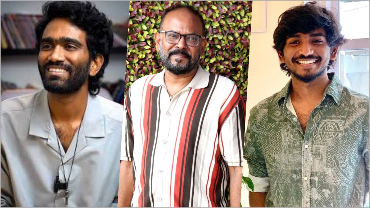 சத்யஜோதி நிறுவனத்துடன் திடீர் மோதல்? சிவகார்த்திகேயன் - வெங்கட் பிரபு படம் கைவிடப்பட்டதாகப் பரவும் ஷாக்கிங் வதந்திகள்! 1 Director Venkat Prabhu, director-actor Pradeep Ranganathan, and young actor Ken Karunas in a single frame during script discussion.