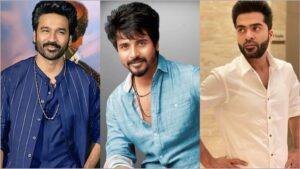 Mythri Movie Makers upcoming Tamil movie projects pipeline featuring Dhanush with Siruthai Siva, Silambarasan TR with Keerthiswaran, and Sivakarthikeyan with Jagan Shakti.
