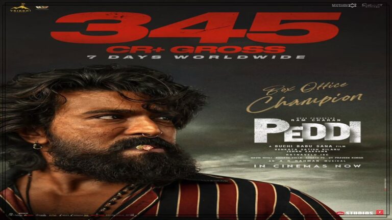 South Indian commercial action movie Peddi crossing 345 crores gross at the worldwide box office.