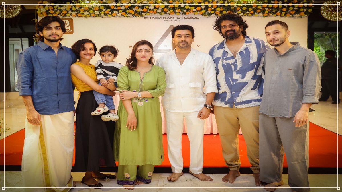 Actor Suriya and director Jithu Madhavan during the official launch ceremony of Suriya 47 movie production layout.