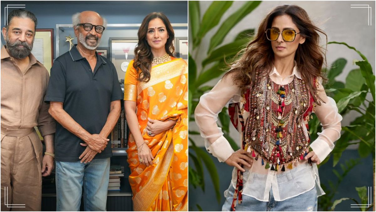 Actress Simran and Superstar Rajinikanth for the movie Dharman.