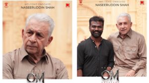 Official announcement poster for Rajkumar Periyasamy's OM movie featuring the star cast.