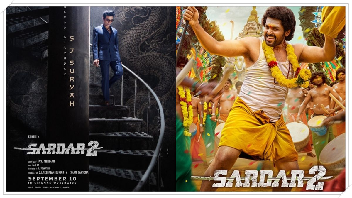 Sardar 2 birthday special poster featuring Karthi and SJ Suryah.