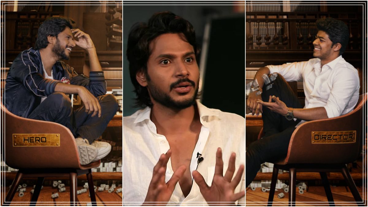 Sundeep Kishan and director Jason Sanjay discussing the Sigma movie project.